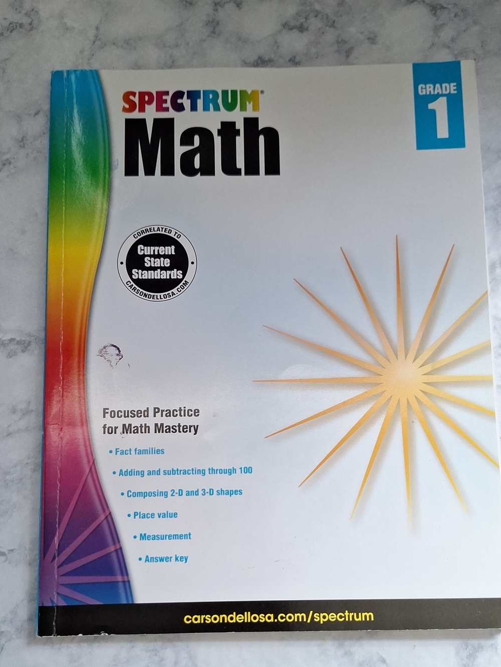 Spectrum Math Grade 1 Workbook - White with Rainbow Accent
